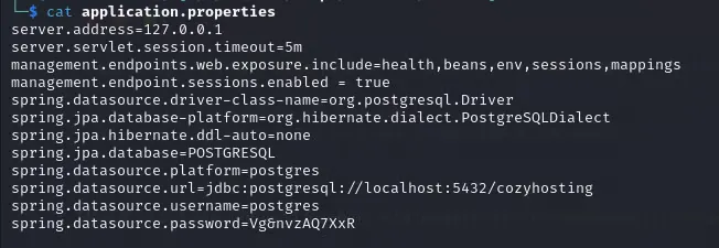 Database credentials inside the backups