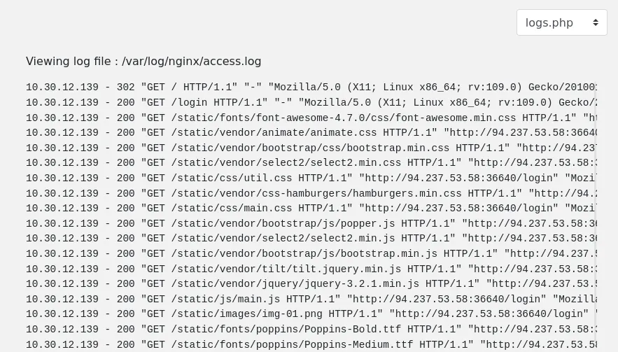 Admin panel with the option to view server logs