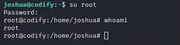Switching to root with the captured password