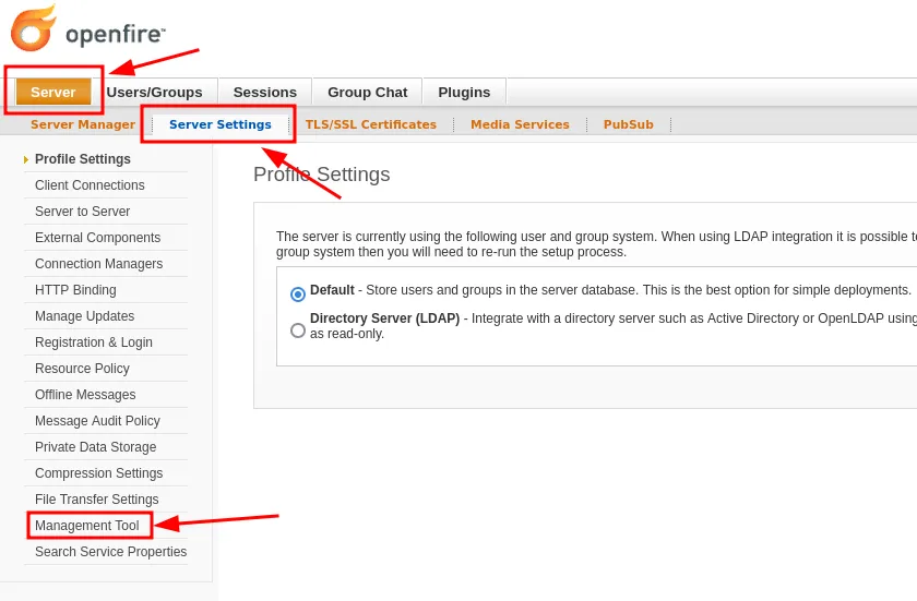 Opening the plugin's Management Tool
