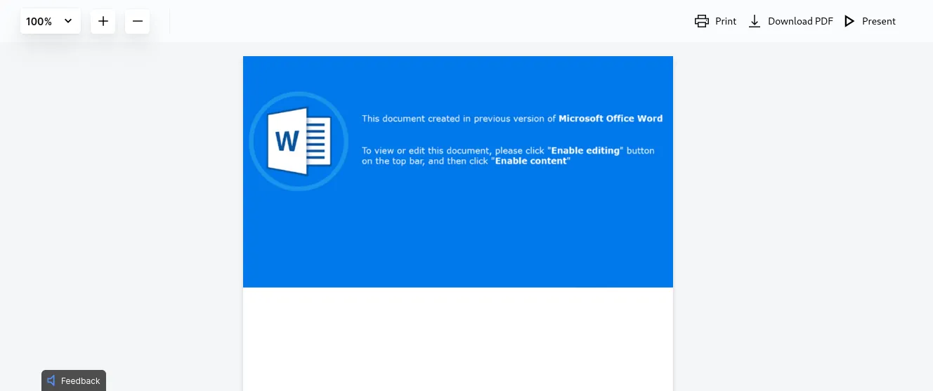 The document opened, showing two pages with nothing useful
