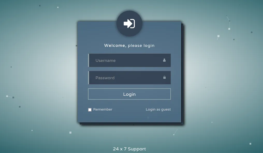 Support login page allowing guest access