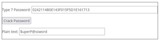 Cracking the Cisco type 7 password online