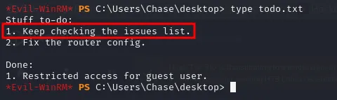 todo.txt on the user's desktop