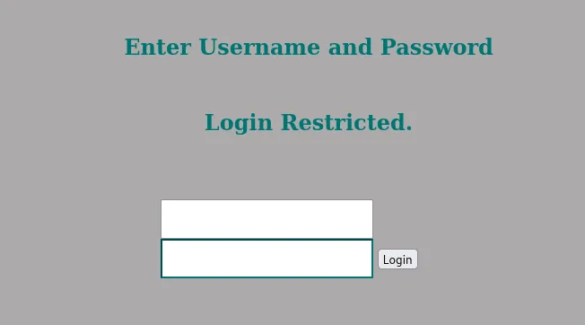 Login page reached through the SSH port forward