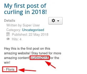 Blog post hinting at a username and a possible password