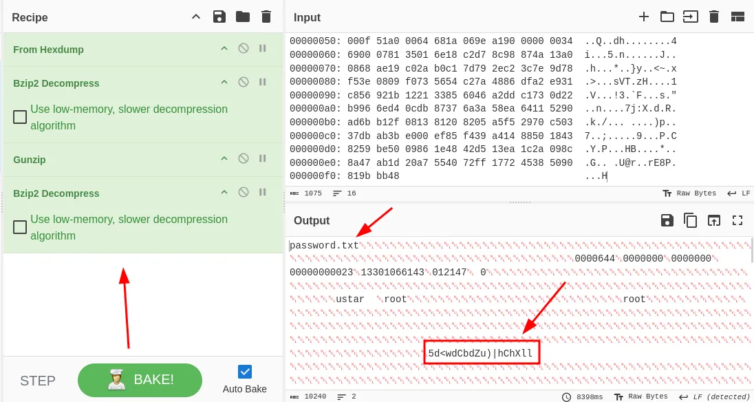 Decoding the hexdump with CyberChef
